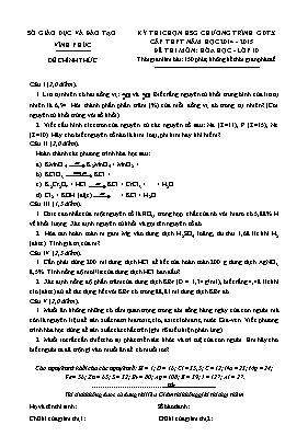 Đề thi chọn học sinh giỏi chương trình giáo dục thường xuyên cấp THPT năm học 2014 - 2015 đề thi môn Hóa học lớp 10